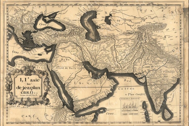 The Old Map of Asia in Vintage Style (by Sun Sublimation)