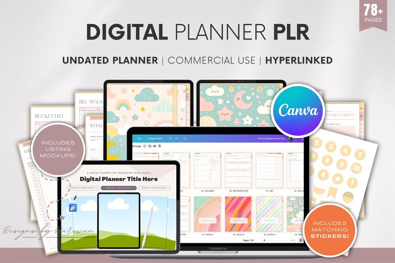 Undated Digital Planner PLR | Canva (by DesignsbyDarowan)