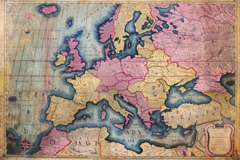 Vintage Map of Europe (by Sun Sublimation)