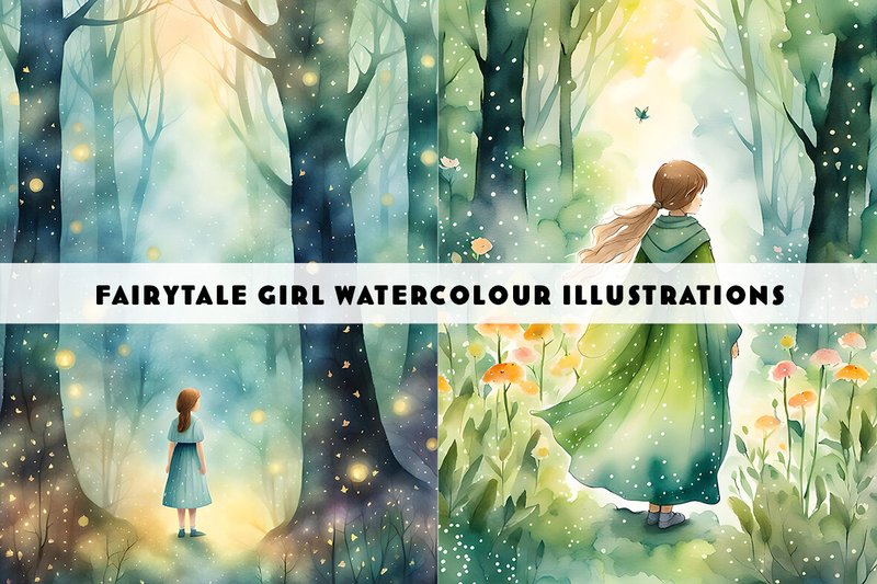 Watercolour Fairytale Girl Illustrations (by Siren Seventy One)