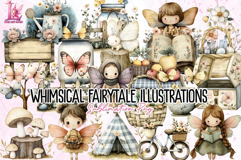 Whimsical Fairytale Illustrations PNG (by Little Lady Design)