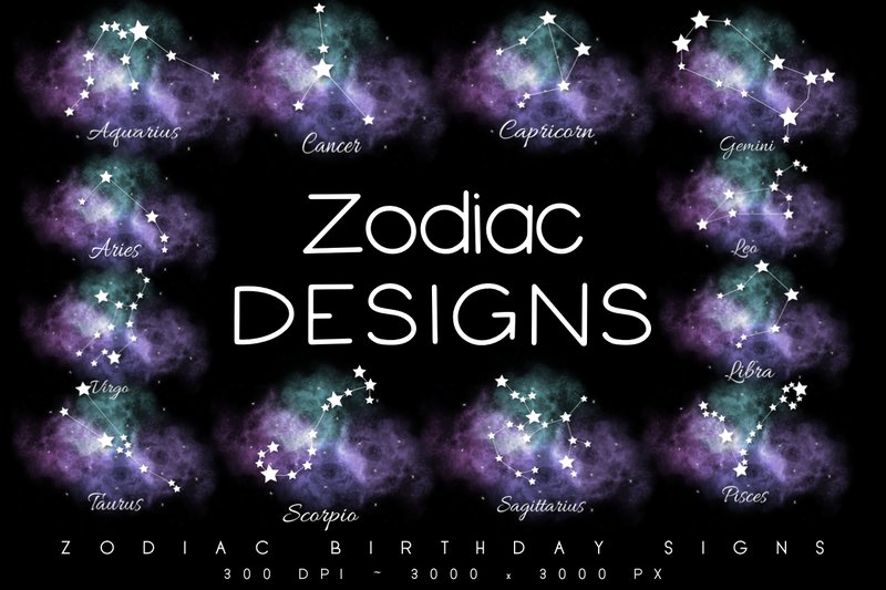 Zodiac Designs with Constellations (by Birch Designs)